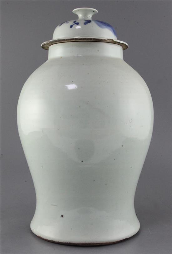 A Chinese blue and white phoenix and peony vase and cover, 19th century, height 43cm